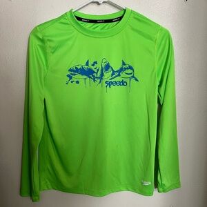 SPEEDO Classic Quick Dry Casual Outdoor Summer Swim Shirt Green Blue Boy's Sz XL